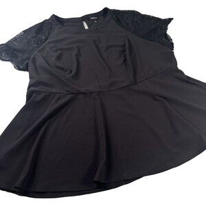 Torrid Peplum Blouse Womens Crepe Lace Short Sleeve Ruffle Babydoll Top Shirt